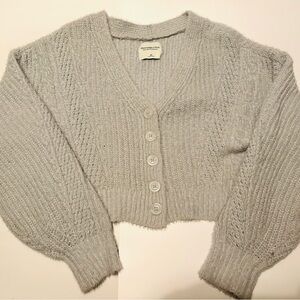Abercrombie & Fitch Light Gray Knit Cardigan